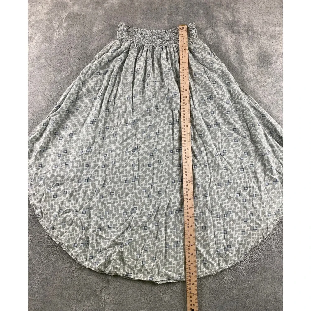 Final Touch Womens M Sage Green Geometric Smocked‎ Waist Maxi Skirt Made in USA